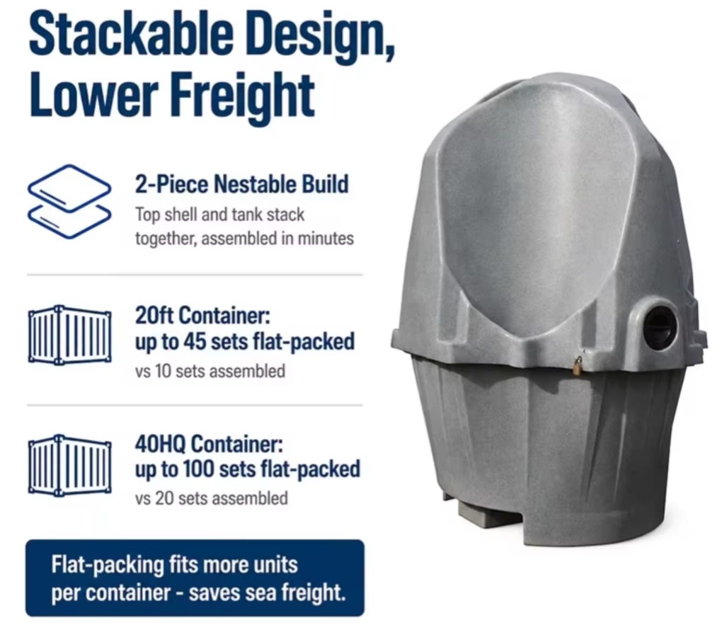 4 in 1 Portable Stackable Urinal Rotomolded HDPE Outdoor Public Toilet